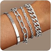 Sanfenly 14K Gold Bracelets for Women Non Tarnish Womens Gold Bracelet Stack Layered Chain Bracelets Waterproof Rope Cuff Bangle Cuban Link Chain Friendship Bracelets Jewelry Gift for Women