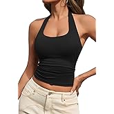 MAOECO Womens Tank Tops Sexy Halter Neck Going Out Tops Summer 2026 Trendy Backless Workout Shirts Sleeveless Y2k Clothes