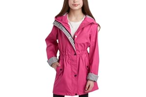 URBAN REPUBLIC Girls Rain Jacket - Waterproof Slicker Shell Anorak Jacket Lightweight Kids Rain Coat with Pockets (7-16)