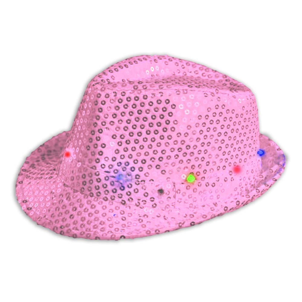 The Glowhouse Flashing LED Fedora Hat (Pink)