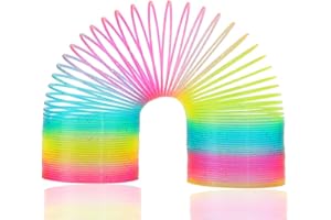 Giant Rainbow Coil Magic Spring Toy - Jumbo Classic Novelty Plastic Spring Toy - Great Gift for Boys and Girls Birthday Hallo