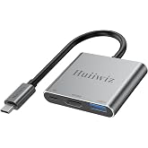Huiiwiz USB C to HDMI Adapter with 100W PD &amp; USB 3.0 (4K@60Hz Display) | 4K 60Hz HDMI, PD 100W, USB-A 3.0. For MacBook, iPad, iPhone 17 16 15, to TV Monitor
