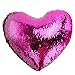 Tomus-UNI Mermaid Sequin Pillow with Insert, 13''×15'' Heart Magic Reversible Sequins Cushion for Home Décor(Rose/Silver)