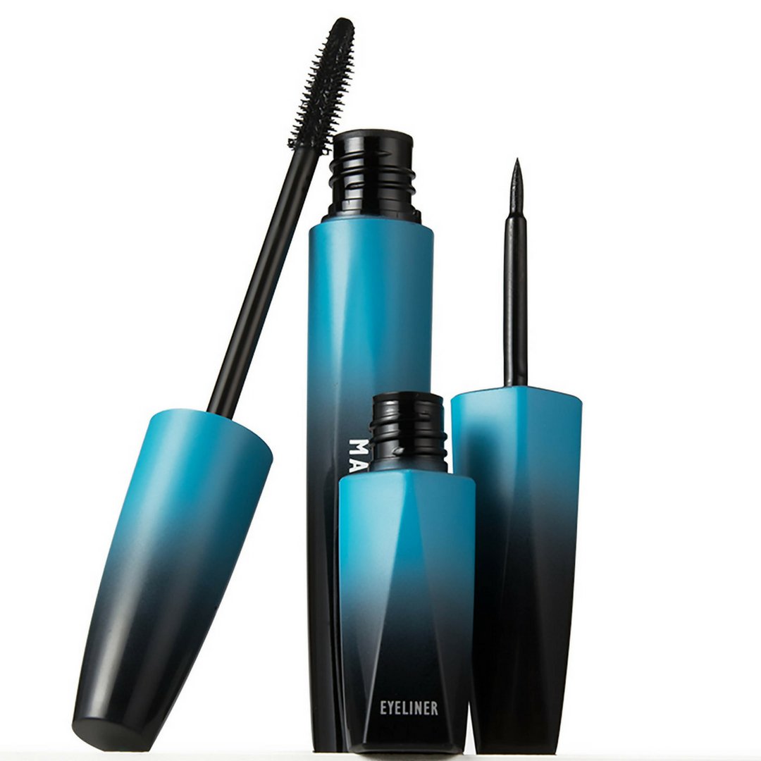 Waterproof Volume Mascara & Black Liquid Eyeliner - Extends and Magnifies Eyelashes Naturally & Gives them a Bouncy Look Instantly - Easy to Remove, Non-Irritant, Hypoallergenic Makeup for Girls
