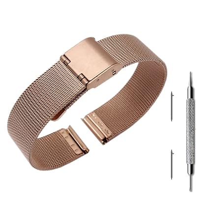 Pinhen Uhrenarmband 14mm Edelstahl 14mm Schnellspanner Armband Mesh Metall Edelstahl Uhrenarmband Ersatzband Metallband Armba