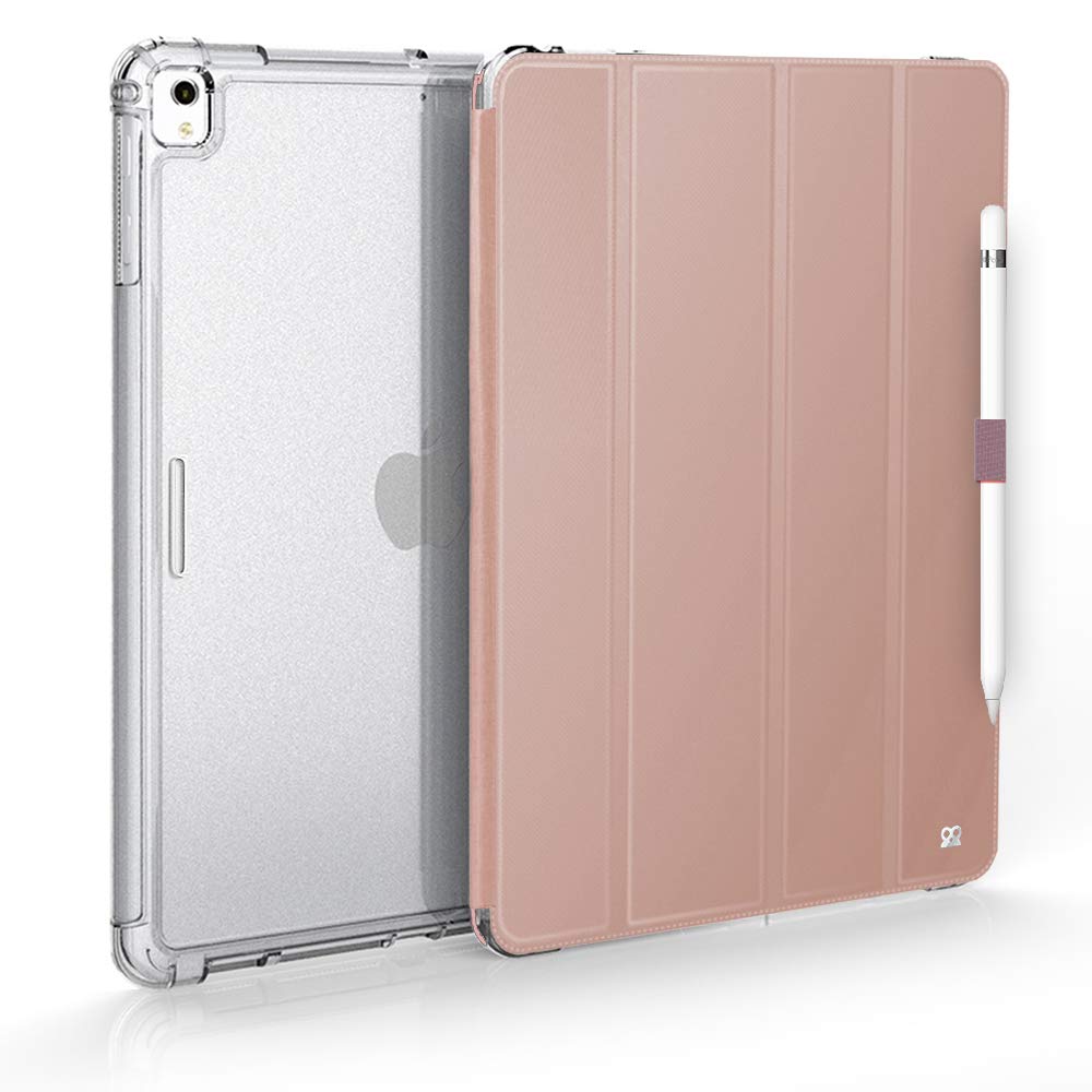 Case for iPad 10.2 Inch 2019 (7th Gen) - Shockproof Cover + Smart Cover, Triple Folding Stand - Shockproof Protective Cover with Automatic Sleep/Wake + Pencil Holder + Removable Front Cover - Rose Gold