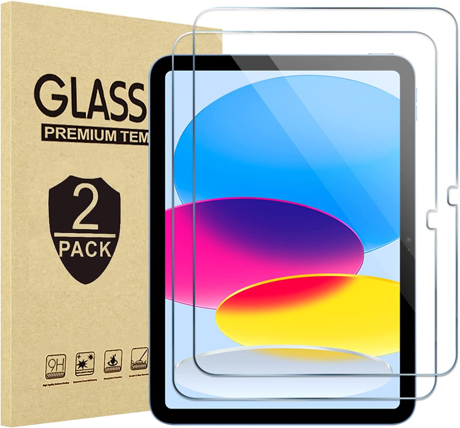 Photo 1 of [2 Pack] Screen Protector For iPad 11th (A16) /10th Generation 10.9 Inch 2025/2022 Model A2696/A2757/A2777/A3354/A3355/A3356 Tempered Glass Film Guard for iPad 11th/10th Gen 10.9" Inch [Face ID & Pencil Compatible] Anti- Scratch HD Clear