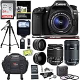 Canon EOS 80D Digital SLR Kit with EF-S 18-55mm f/3.5-5.6 Image Stabilization STM &amp; Canon EF-S 55-250mm Lens + Polaroid .43x Super Wide Angle &amp; 2.2X HD Telephoto Lens + Memory Cards + Accessory Bundle