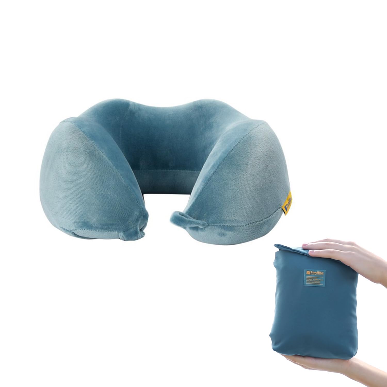 Travel Blue Tranquility Foldable Memory Foam Travel Pillow for Airplane Flight Pillow - Ergonomic Neck Pillow for Spinal Alignment and Comfort - High-Density Memory Foam Molds to Neck and Shoulders
