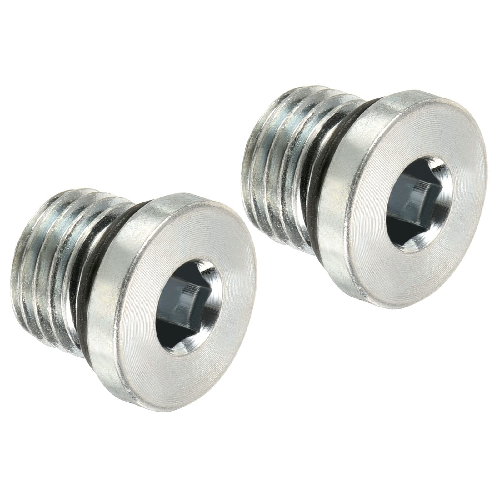 PATIKIL 7/16-20UNF Internal Hex Head Pipe Fitting Plug, 2 Pack Male Thread 45# Steel Socket Plug with Sealing Ring for Terminate Pipe Ends