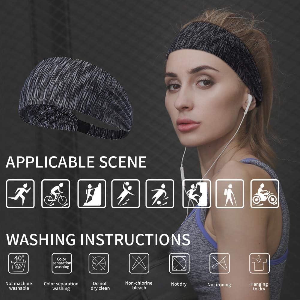 GoHZQ Sports Headband for Women 3 Pack Running Yoga Workout Headband Elastic Cotton Fabric Lightweight Non-slip Wicking Sweatband - Image 4