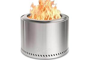 HGD 20 Inch Smokeless Patio Fire Pit, Outdoor Wood Burning Stove, Stainless Steel Firepit for Backyard, Patio, Garden, Picnic