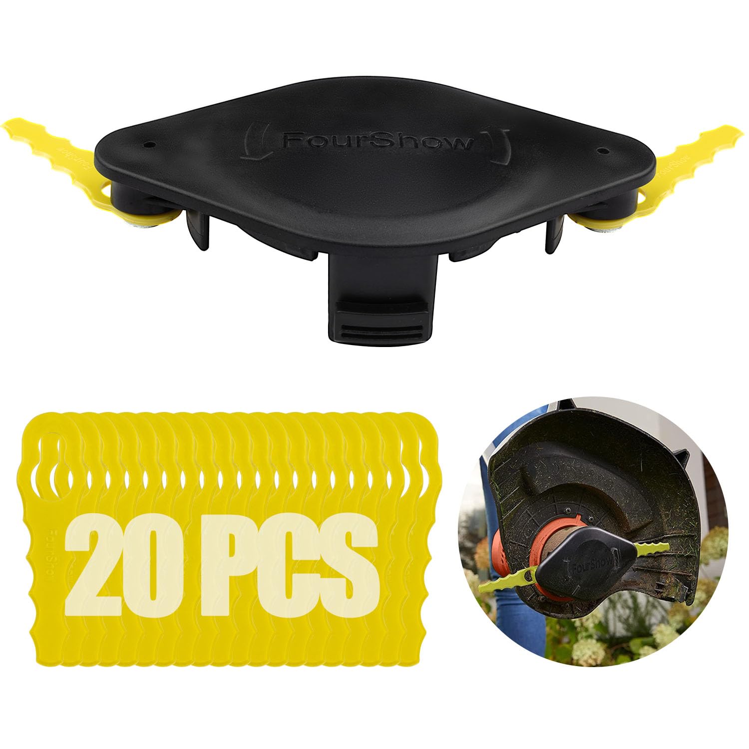 【Upgrade Quick-Load】A6481 A6485 String Trimmer Bladed Head Compatible with Black Decker Strimmer STC1820PC-GB BESTA530 BESTA525 ST5530 GLC3630,Replacement of A6481 A6485 Spool Lines,with 20 Pcs Blades