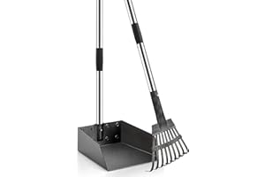 SUNLAX Pooper Scooper, Durable Dog Poop Scoop Long Handle Tray and Rake Set for Large Medium Small Dogs - Easy to Wash