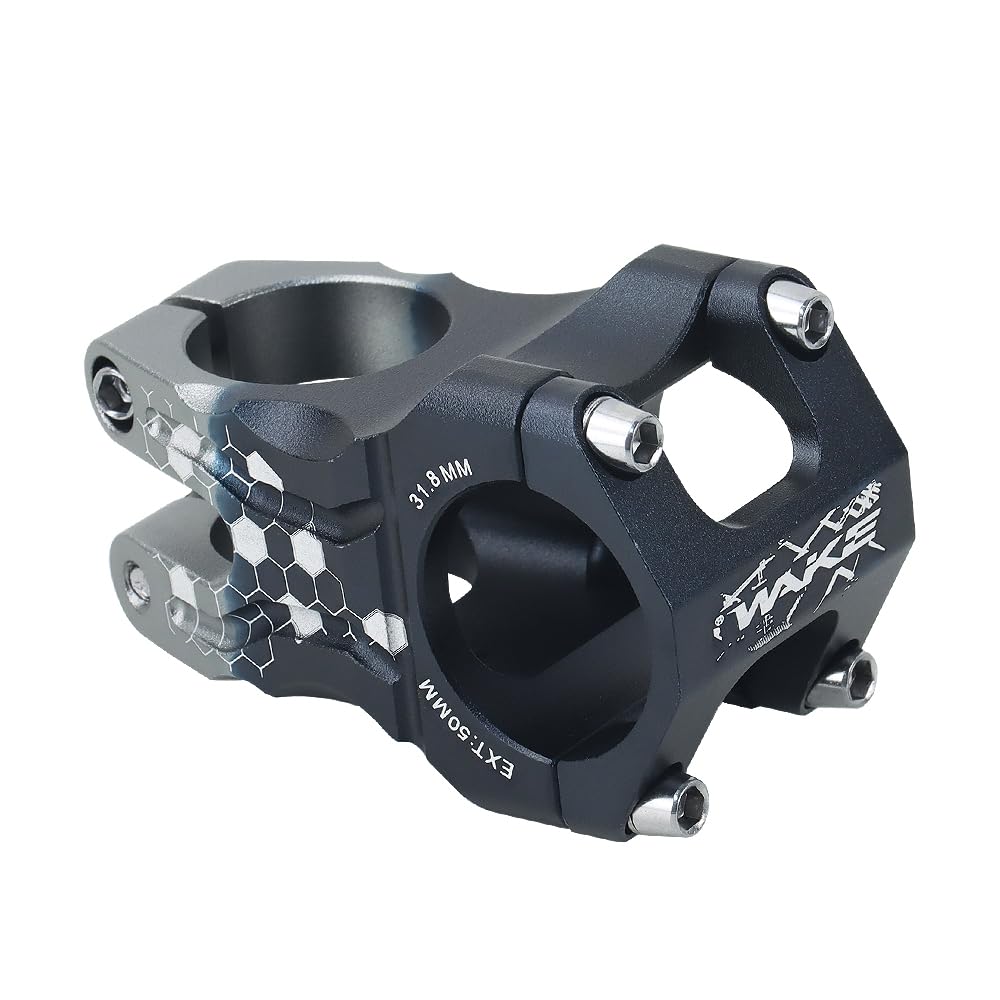 31.8 Bike Stem 50mm, MTB Stem Mountain Bike Stem Short Handlebar Stem Aluminum Alloy, for Road Bike, MTB, BMX, Cycling Fixie Gear (Black Titanium)