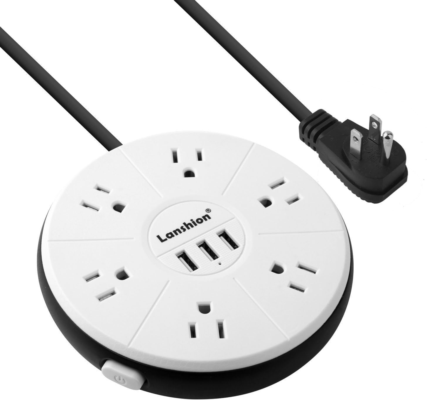 Lanshion Power Strip with 3 USB Smart Charge 6-Outlet Surge Protector 110-125V/15A 6.6-Foot Power Cord