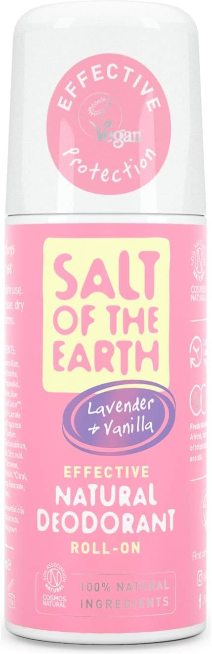 Salt of the Earth, Natural Deodorant Roll On, Lavender & Vanilla, Vegan Formula with Effective Long-Lasting Protection