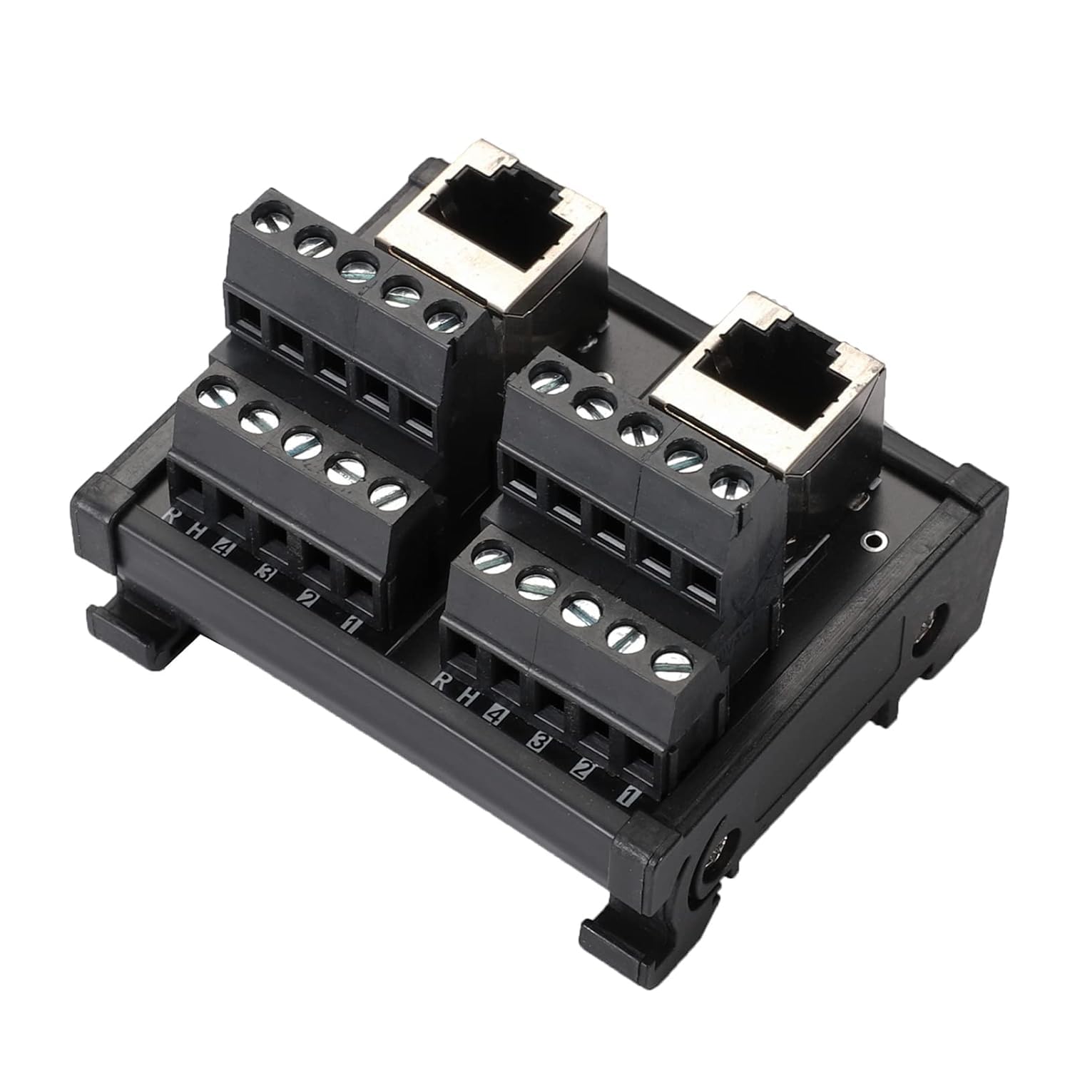 PENGLIN RJ45 8P8C DIN Rail Mount Ethernet Connector Distribution Breakout Board, 2 Ways RJ45 Vertical Jack Connector