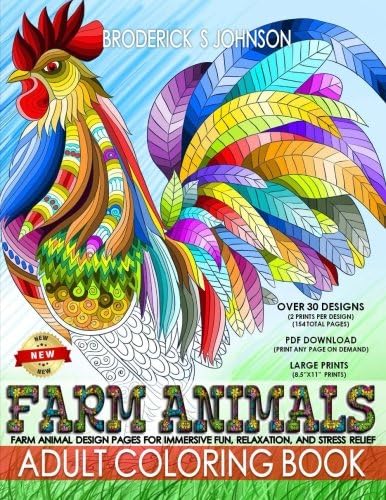Farm Animals Adult Coloring Book: Farm Animal Design Patterns for Immersive Fun, Relaxation, and Stress Relief (Color To Live) (Volume 5)