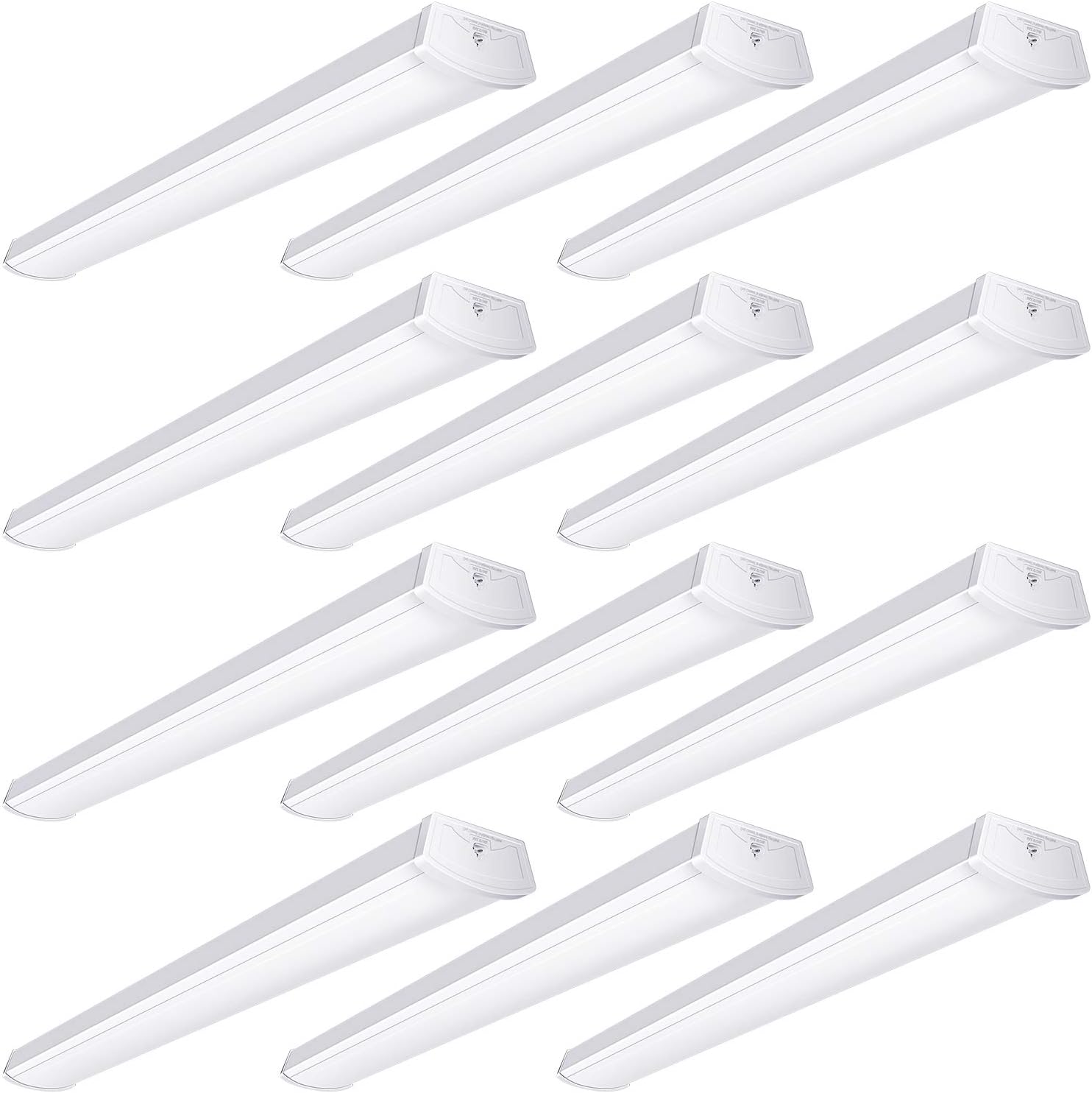 FaithSail Linkable 4FT LED Wraparound Light 40W 4 Foot LED Garage Shop Lights Flush Mount, 4400lm, 4000K, LED Wrap Around Light, Workshop Light Linear Office Ceiling Lighting Fixture, 12 Pack