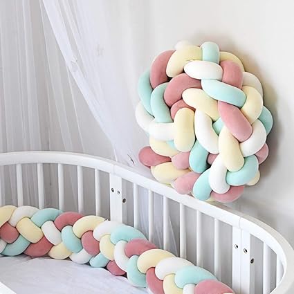 Igemy Coussin De Lit Bebe Tour De Lit Tresse Cadre De Lit Protection Lit Lit Bebe Tresse Tour De Lit Bebe Tour De Lit Long Noeud Coussin 2 Cm Amazon Fr Bebes