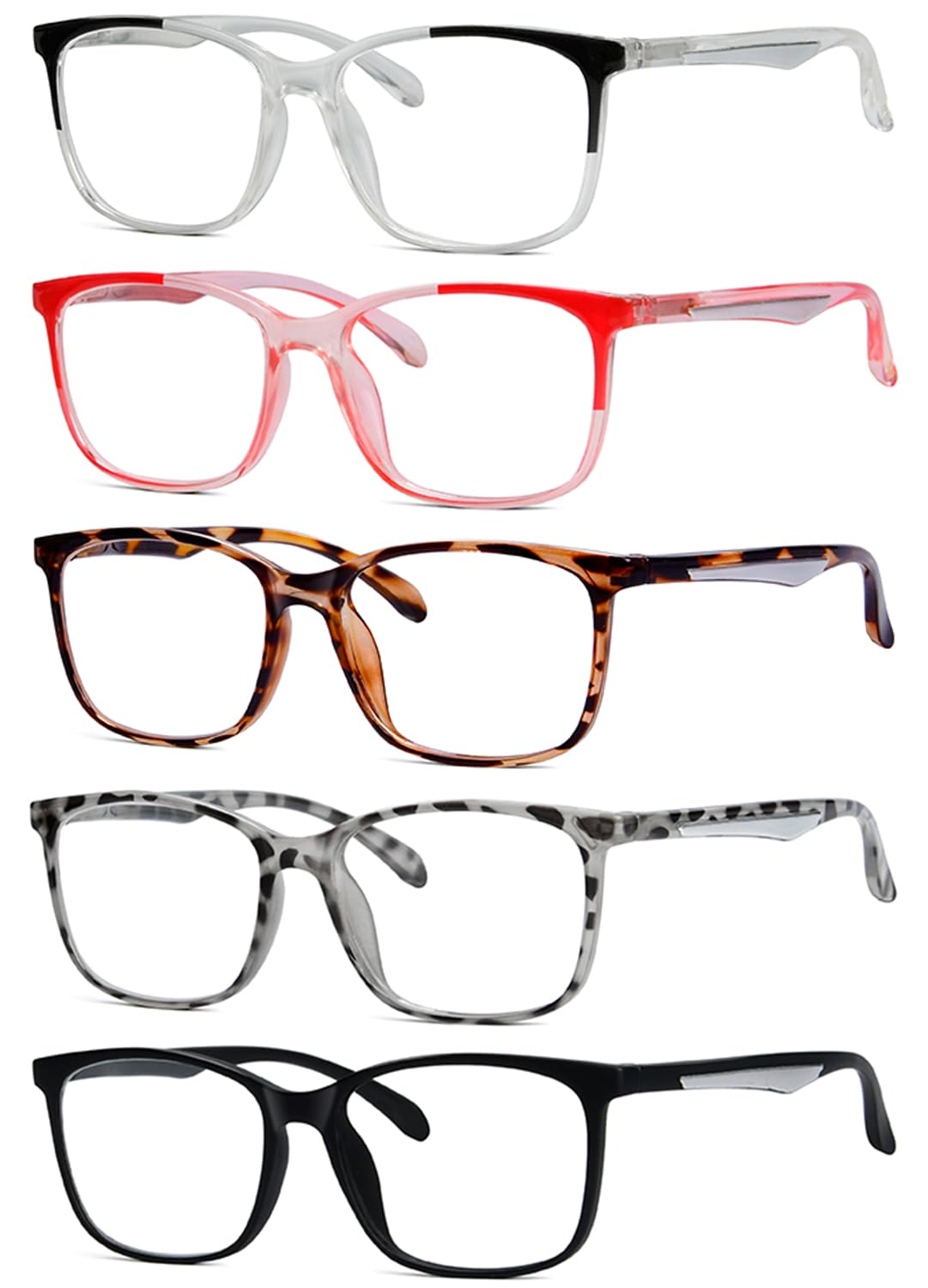 Eyekepper 5 Packing Reading Glasses Women Large Frame Readers Men +2.50