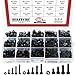 Hilitchi 460-Piece Alloy Steel Socket Cap Screws Hex Head Bolt Nuts Assortment Kit with Box, M3 M4 M5 Thread Size, Black Oxide Finish