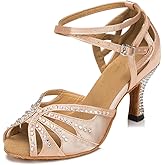 TTdancewear Women Rhinestone Ballroom Dance Shoes Latin Salsa Performance Dance Shoes