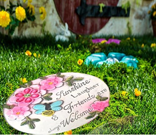 Decorative Round Garden Stepping Stone Art for Outdoor Yard, Walkway, Pathway, Lawn, Backyard or Window Ornament (Sunshine)