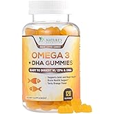 Omega 3 Fish Oil Gummies - 3X Strength Heart Healthy Omega 3 Gummy Supplement with High Absorption DHA & EPA - Joint & Brain Support, Delicious Orange Flavor Fish Oil Natures Vitamin - 120 Gummies