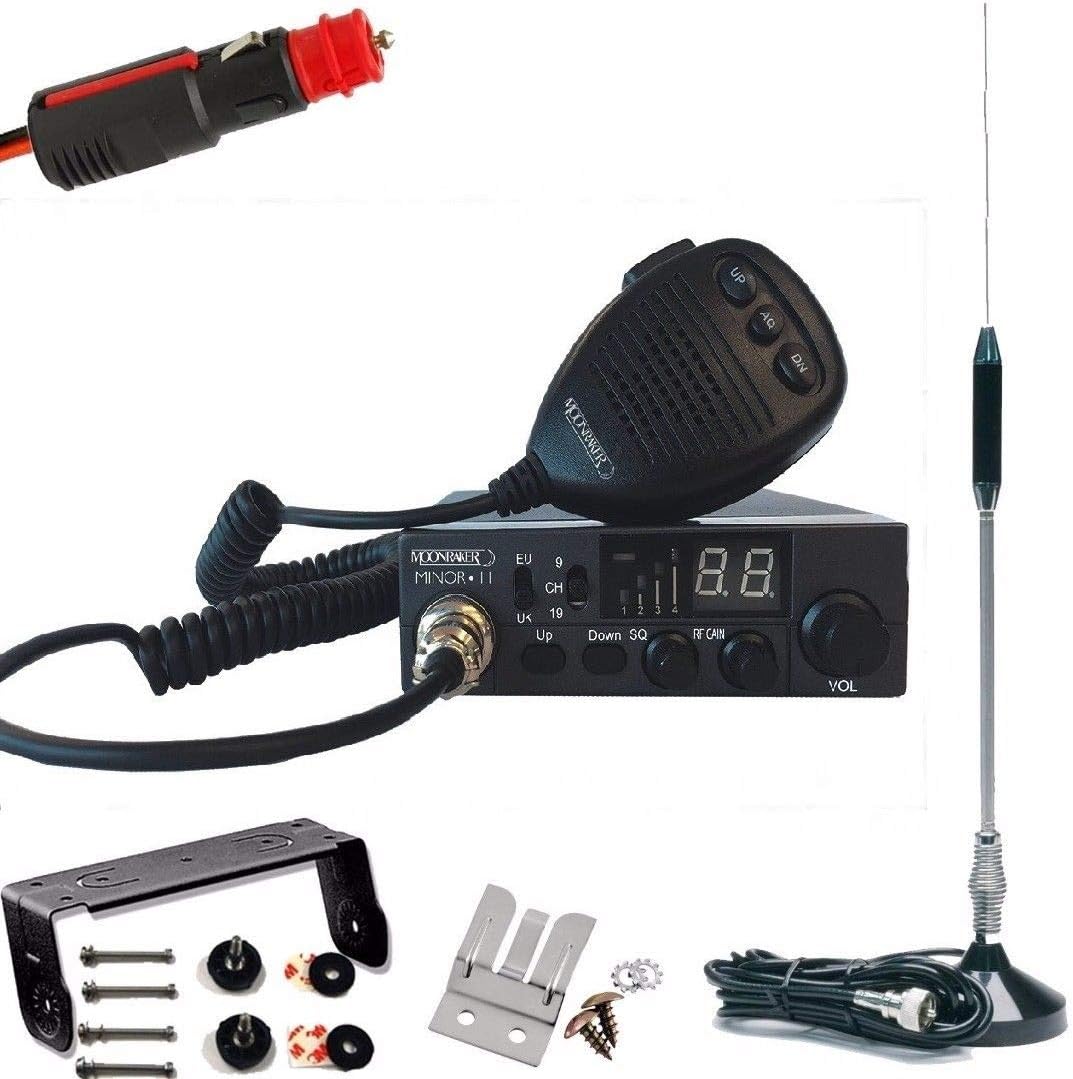 CB Radio Kit - Moonraker Minor II Plus 80ch 12v/24v CB Radio + Mini Mag Antenna + U-PLUG