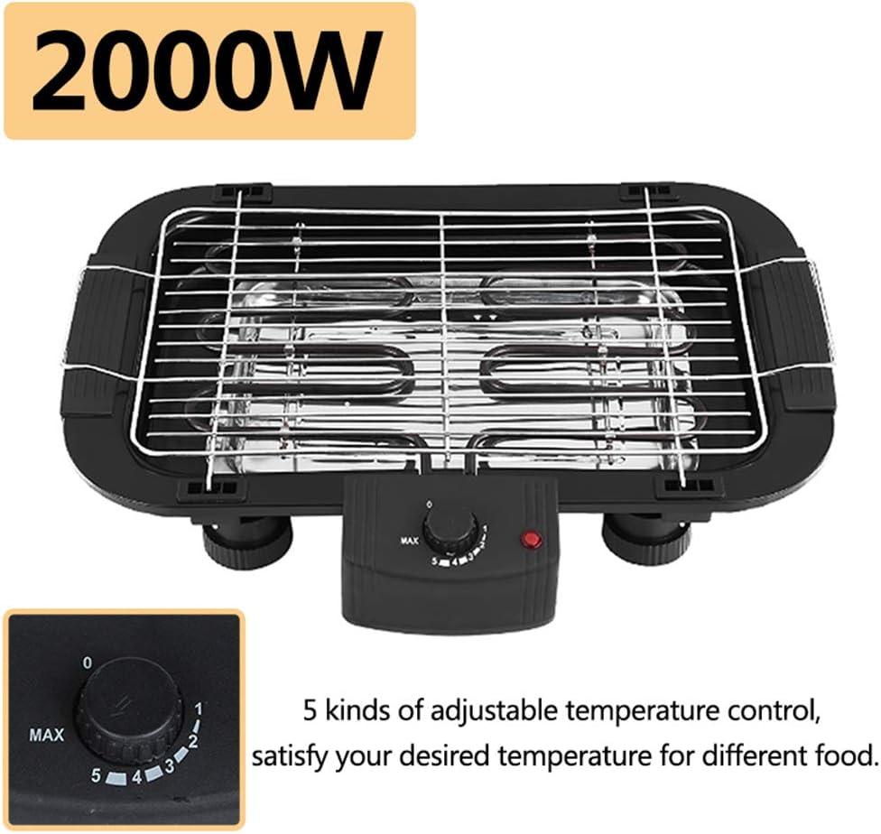 review Electric Teppanyaki Table Grill 220V 2000W Outdoor Portable Smokeless Barbecue Grills Non-Stick Pan5 Temperature Mode, for Home Camping
