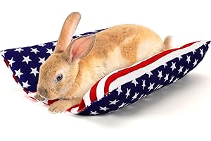 PETKNOWS 15.7X14 Inch Rabbit Bed, Padded Concave Bed for Small Animals, Cuddle Cushion Plush Mat with Cotton Lounger Pillows for Bearded Dragons, Guinea Pigs, Rabbits, and Hamsters