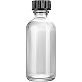 Restaurantware Vetri 2 Ounce Boston Glass Bottles, 48 Sample Bottles With Black Phenolic Caps - Dishwashable, Round, Clear Glass Bottle, For Potion, Juice, Ginger Shots, Whiskey, Liquids