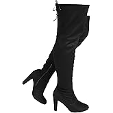 Wild Diva Amaya-01 Women's Thigh High Sexy Over The Knee Pullon Trendy Comfortable Chunky High Heel Boots