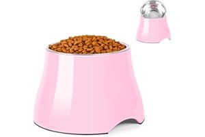 Petvillage Dog Bowls, Elevated Dog Bowls, Cone Friendly Non Slip Single Dog Bowl with Stainless Steel Inner, Raised Bowls for Large Medium Dogs Spaniel Dogs Long Ear, High Capacity, L/3 Cup Pink