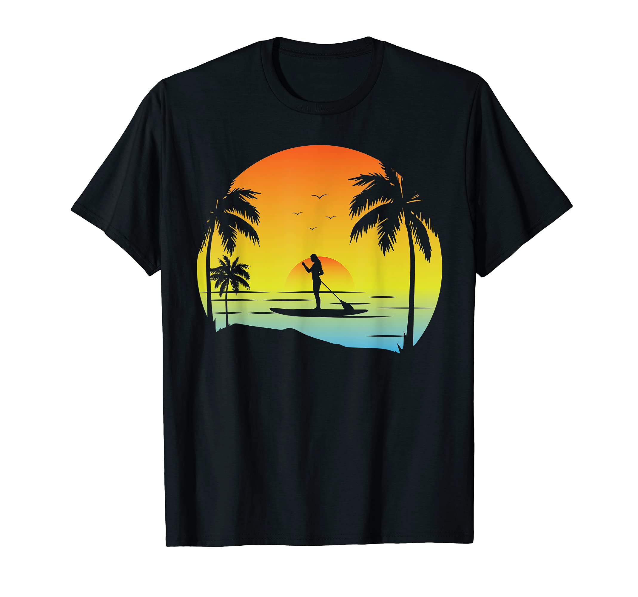 Paddleboarder Tropical Sunset Stand UP Paddling Ocean SUP T-Shirt
