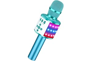 YLL Karaoke Microphone, Portable Handheld Karaoke Mic for Kids & Adults with Disco Lights, Home Party Birthday for Gift Boys 