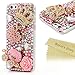iPhone 6 Case (4.7 Inch) - Mavis's Diary Luxury Handmade Bling Crystal Rhinestone Pumpkin Car, Golden Crown, Pink Flower, Dancing Girl with Love Heart Cinderella Fairy Tale Back Case with Clean Cloth
