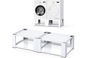 MATALDE 2 Pack Laundry Pedestal for Washer and Dryer - Fit 27 and 28 Inch Washer and Dryer Stand Heavy Duty Steel Universal Washing Machine Raiser 700lbs Capacity 15.7'' Height White