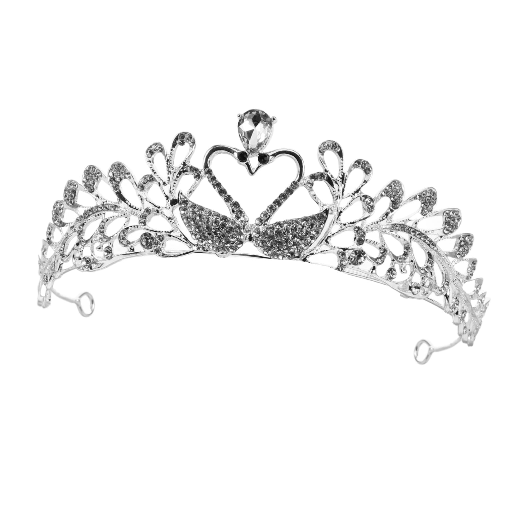 Lurrose Bridal Headpiece Rhinestone Swan Tiara Love Heart Headband Wedding Bridal Headwear Crystal Bride Tiara