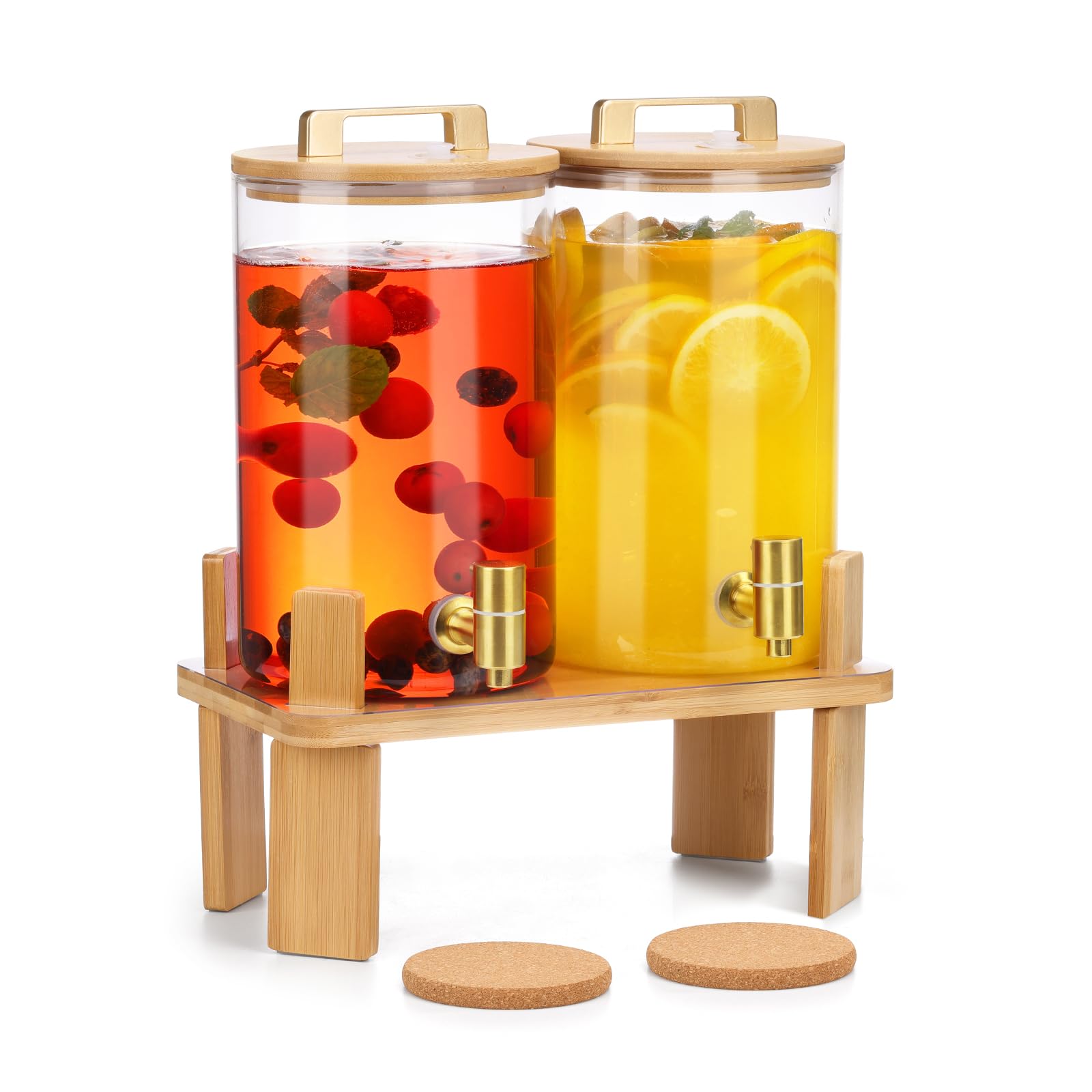 Photo 1 of 1 Gallon 2 PCS Glass Beverage Dispenser, Drink Dispensers for Parties, Lemonade Dispenser with Airtight Valve and Stainless Steel Spigot for Party,Lemonade,Juice, Tea