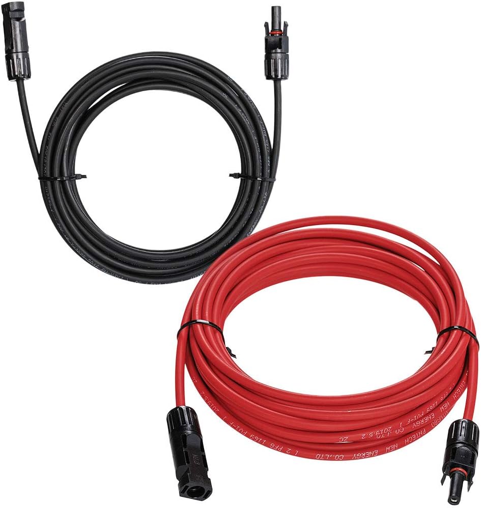 JJDD Solar Adaptor Cable,1 Pair Red + Black Waterproof 12AWG(4mm²) Wire 5 Feet Solar Panel Extension Cable Wire with Female and Male Connectors for Solar & Wind Power Parts & Accessories: Industrial & Scientific