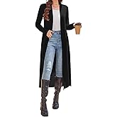 Newchoice Women's Long Cardigans with Pockets Knit Open Front Floor Length Cardigan Sweaters Lightweight Long Sleeve Dusters