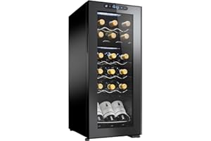 Wine Enthusiast 18-Bottle Dual Zone MAX Compressor Wine Cooler – Freestanding Beverage Refrigerator, Mini Fridge with Digital Touchscreen, Split Storage, Energy-Efficient Cooling, and LED Display
