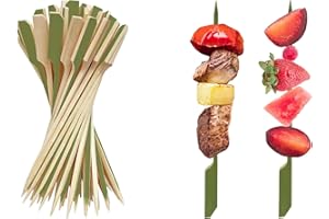 CRAZYTERRA Bamboo Skewers for Appetizers (60 Packs), 5 Inches Natural Toothpicks for Appetizers Cocktail Fruit Sandwich, Sturdy Picks Wood Skewer for Barbeque Party, Snacks, BBQ, Food Wide Flat Paddle