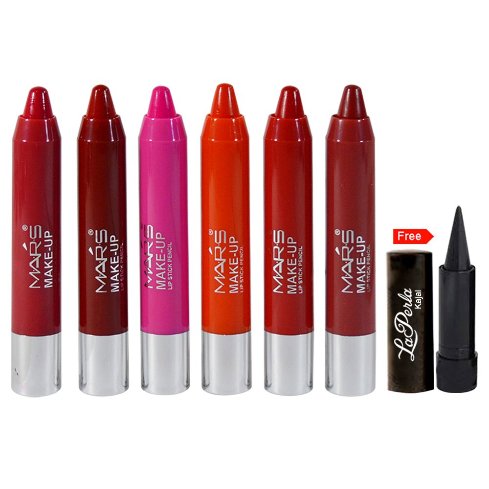 Buy Mars Perfect Make Up Lipstick Pencil Pack Of 6 Free KajalAA4