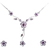Faship Gorgeous Rhinestone Crystal Floral Necklace Earrings Set