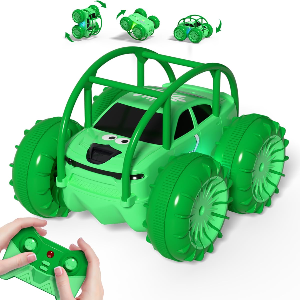 zingzoom Direct Charging Remote Control Cars, 2.4Ghz Amphibious 360° Flip Rc Stunt Car, All Terrain 4WD Child's Toy Vehicle with LED Light, Car Games Age 3-12 Boys Girls Kids Birthday Gifts Presents