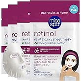Miss Spa Anti-Aging Facial Sheet Mask, 4 Pack, Smooths Appearance of Fine Lines and Dark Spots, Hydrating and Revives Skin